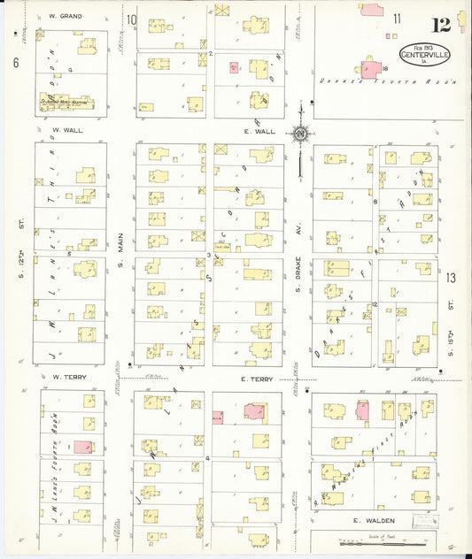 Sanborn Fire Insurance Map from Centerville, Appanoose County, Iowa (1913), Sheet #0012 - Historic Sanborn Fire Insurance Map Print, vintage old map wall art