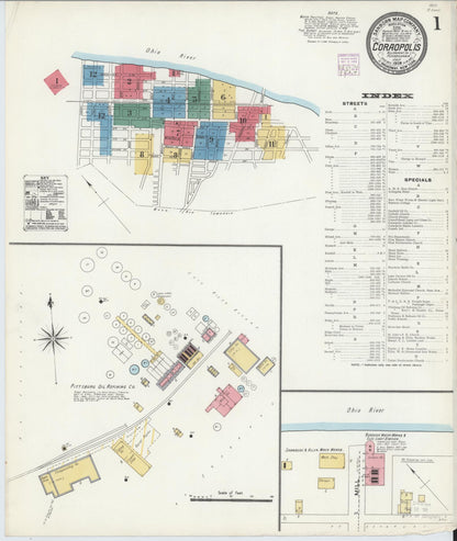 Sanborn Fire Insurance Map from Coraopolis, Allegheny County, Pennsylvania (1906), Sheet #0001 - Complete Map Set gallery image, historic Sanborn map, vintage wall art, Pennsylvania Pennsylvania