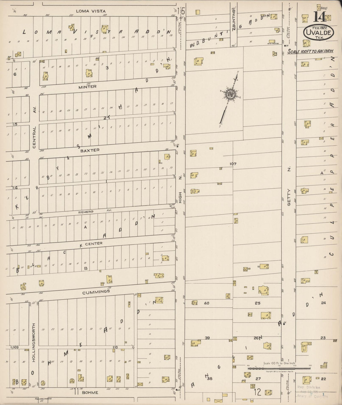 Sanborn Fire Insurance Map from Uvalde, Uvalde County, Texas (1922), Sheet #0014 - Complete Map Set gallery image, historic Sanborn map, vintage wall art, Texas Texas