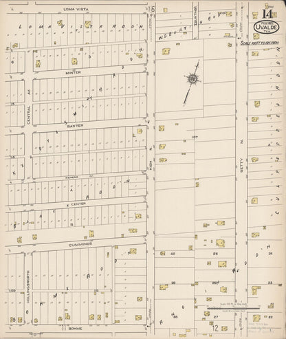 Sanborn Fire Insurance Map from Uvalde, Uvalde County, Texas (1922), Sheet #0014 - Complete Map Set gallery image, historic Sanborn map, vintage wall art, Texas Texas