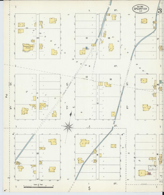 Sanborn Fire Insurance Map from Spearfish, Lawrence County, South Dakota (1903), Sheet #0003 - Historic Sanborn Fire Insurance Map Print, vintage old map wall art, antique decor, genealogy gift, South Dakota South Dakota map