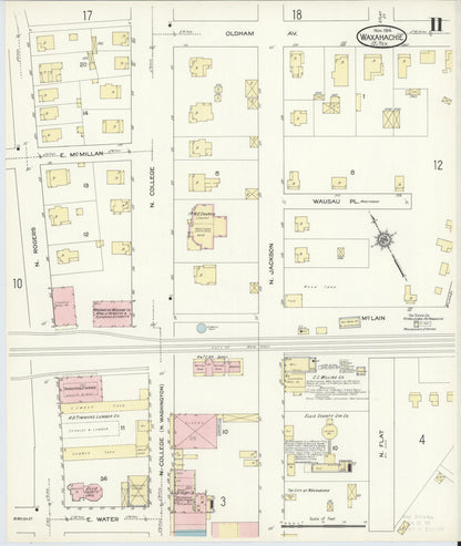 Sanborn Fire Insurance Map from Waxahachie, Ellis County, Texas (1914), Sheet #0011 - Complete Map Set gallery image, historic Sanborn map, vintage wall art, Texas Texas