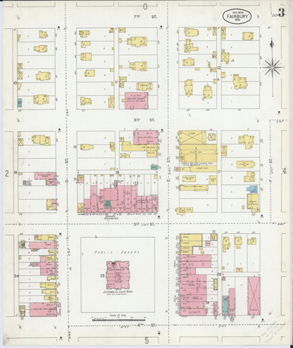 Sanborn Fire Insurance Map from Fairbury, Jefferson County, Nebraska (1904), Sheet #0003 - Complete Map Set gallery image, historic Sanborn map, vintage wall art, Nebraska Nebraska