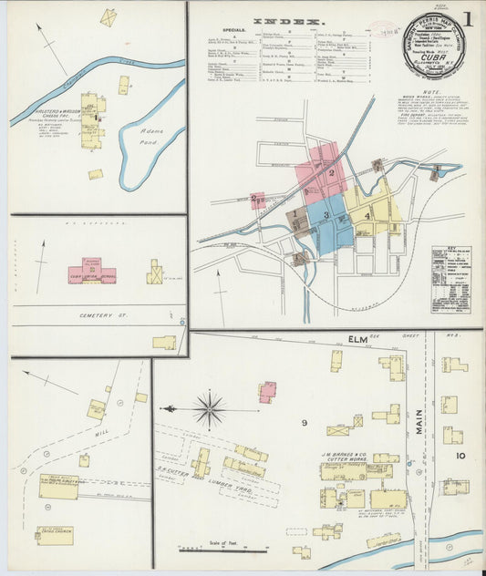 Sanborn Fire Insurance Map from Cuba, Allegany County, New York (1891), Sheet #0001 - Complete Map Set gallery image, historic Sanborn map, vintage wall art, New York New York
