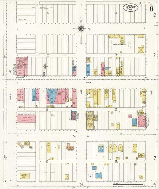 Sanborn Fire Insurance Map from Jerome, Jerome County, Idaho (1921), Sheet #0006 - Historic Sanborn Fire Insurance Map Print, vintage old map wall art, antique decor, genealogy gift, Idaho Idaho map
