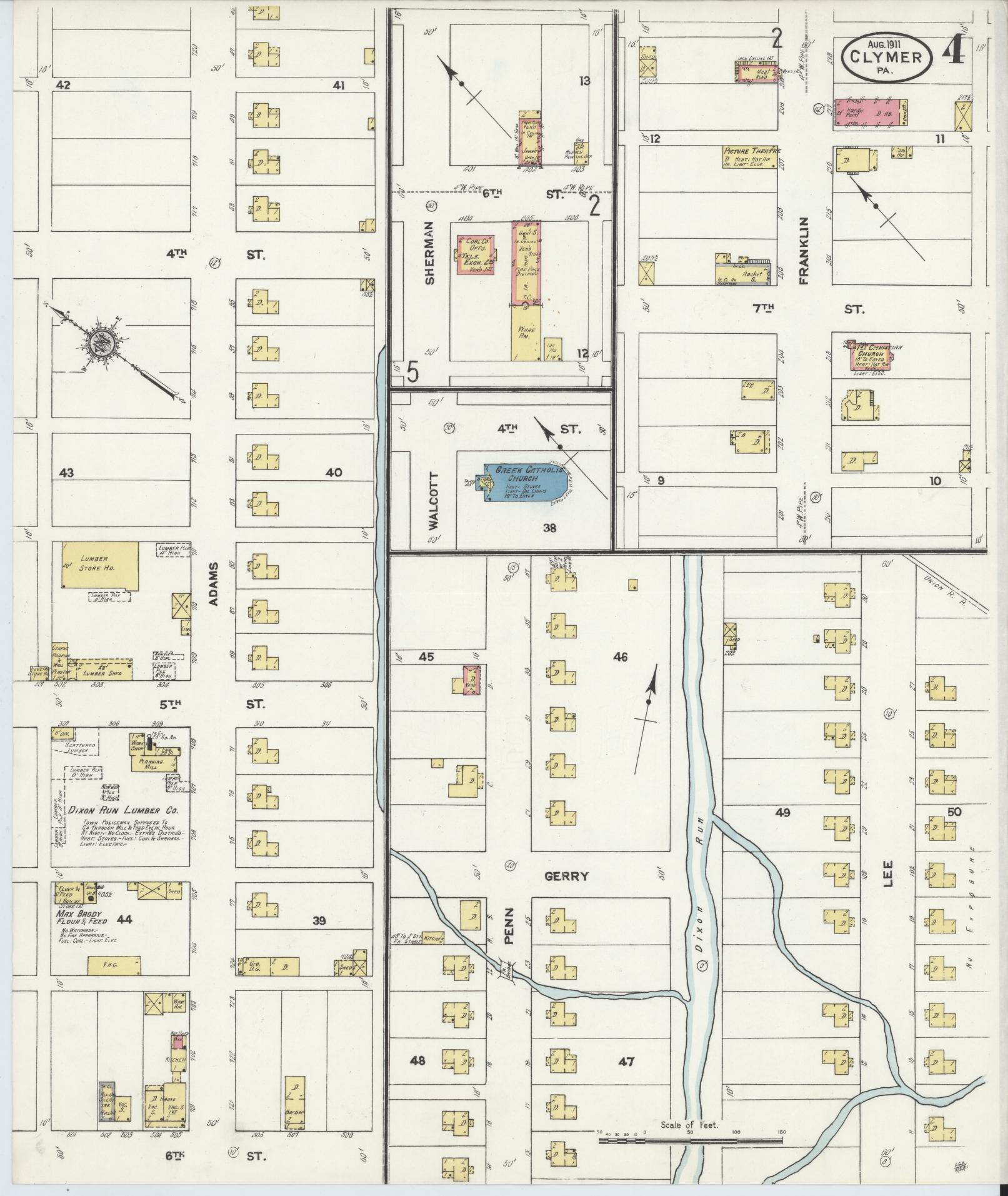 Sanborn Fire Insurance Map from Clymer, Indiana County, Pennsylvania (1911), Sheet #0004 - Historic Sanborn Fire Insurance Map Print, vintage old map wall art, antique decor, genealogy gift, Pennsylvania Pennsylvania map