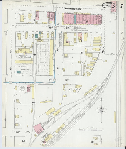Sanborn Fire Insurance Map from Mendota, La Salle County, Illinois (1891), Sheet #0007 - Complete Map Set gallery image, historic Sanborn map, vintage wall art, Illinois Illinois