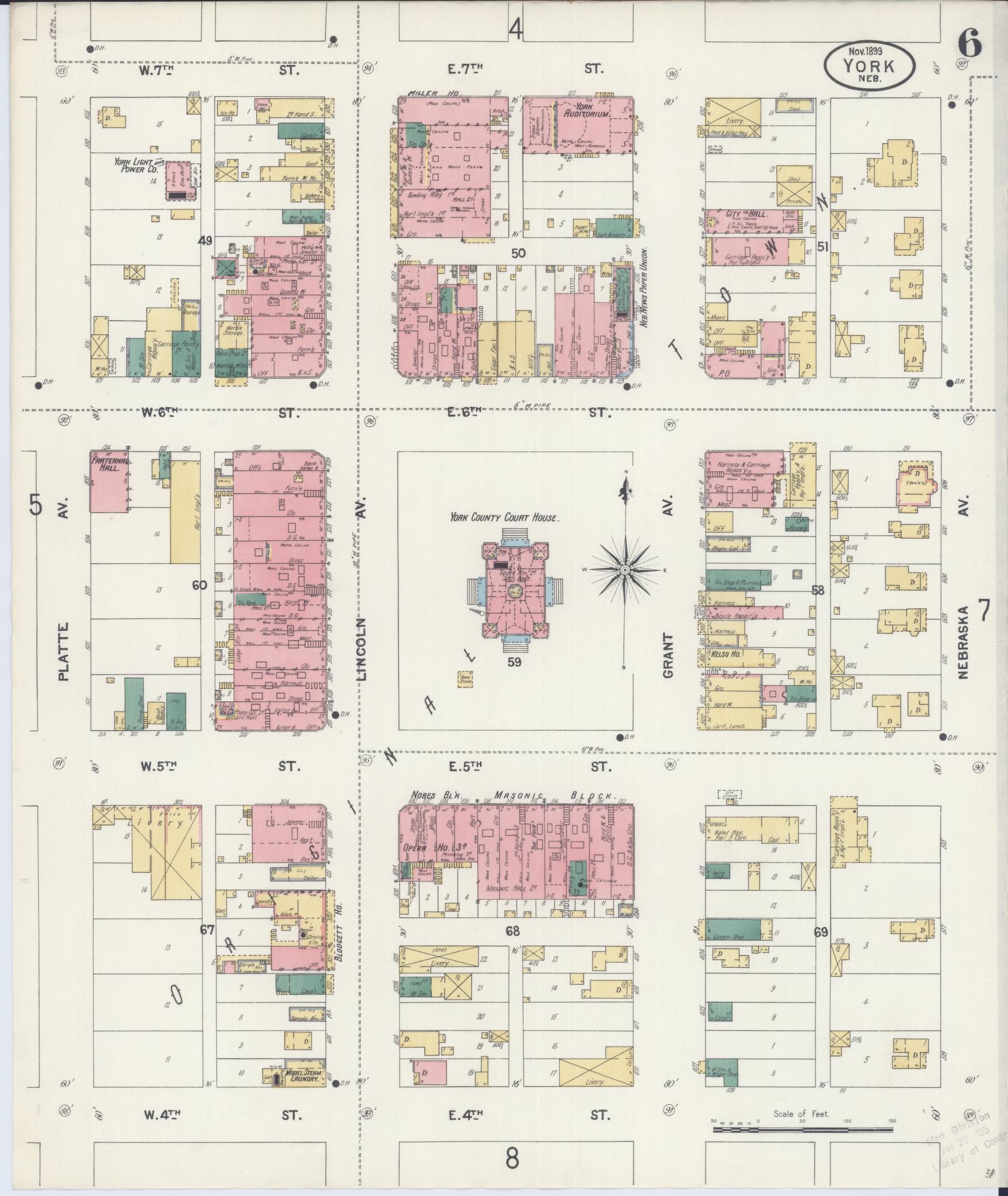 Sanborn Fire Insurance Map from York, York County, Nebraska (1899), Sheet #0006 - Complete Map Set gallery image, historic Sanborn map, vintage wall art, Nebraska Nebraska