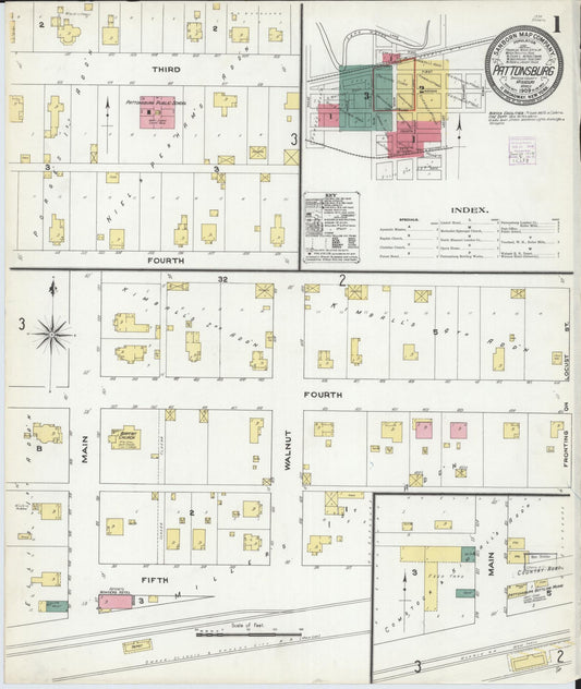 Sanborn Fire Insurance Map from Pattonsburg, Daviess County, Missouri. (1909) – Historic Sanborn Fire Insurance Map Print