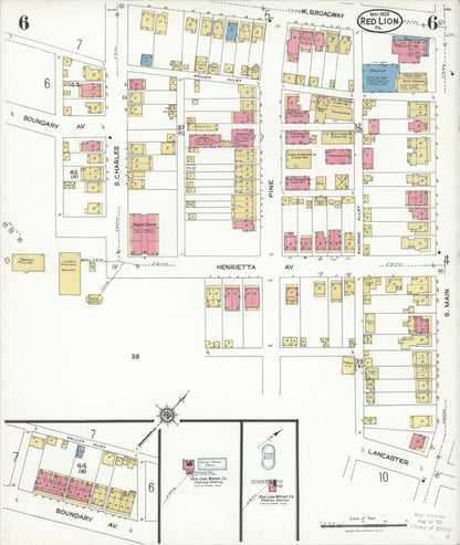 Sanborn Fire Insurance Map from Red Lion, York County, Pennsylvania (1923), Sheet #0006 - Complete Map Set gallery image, historic Sanborn map, vintage wall art, Pennsylvania Pennsylvania