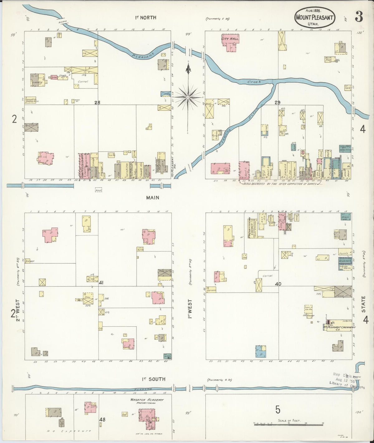 Sanborn Fire Insurance Map from Mount Pleasant, Sanpete County, Utah (1896), Sheet #0003 - Complete Map Set gallery image, historic Sanborn map, vintage wall art, Utah Utah