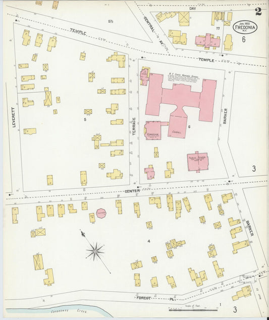 Sanborn Fire Insurance Map from Fredonia, Chautauqua County, New York (1902), Sheet #0002 - Historic Sanborn Fire Insurance Map Print, vintage old map wall art, antique decor, genealogy gift, New York New York map