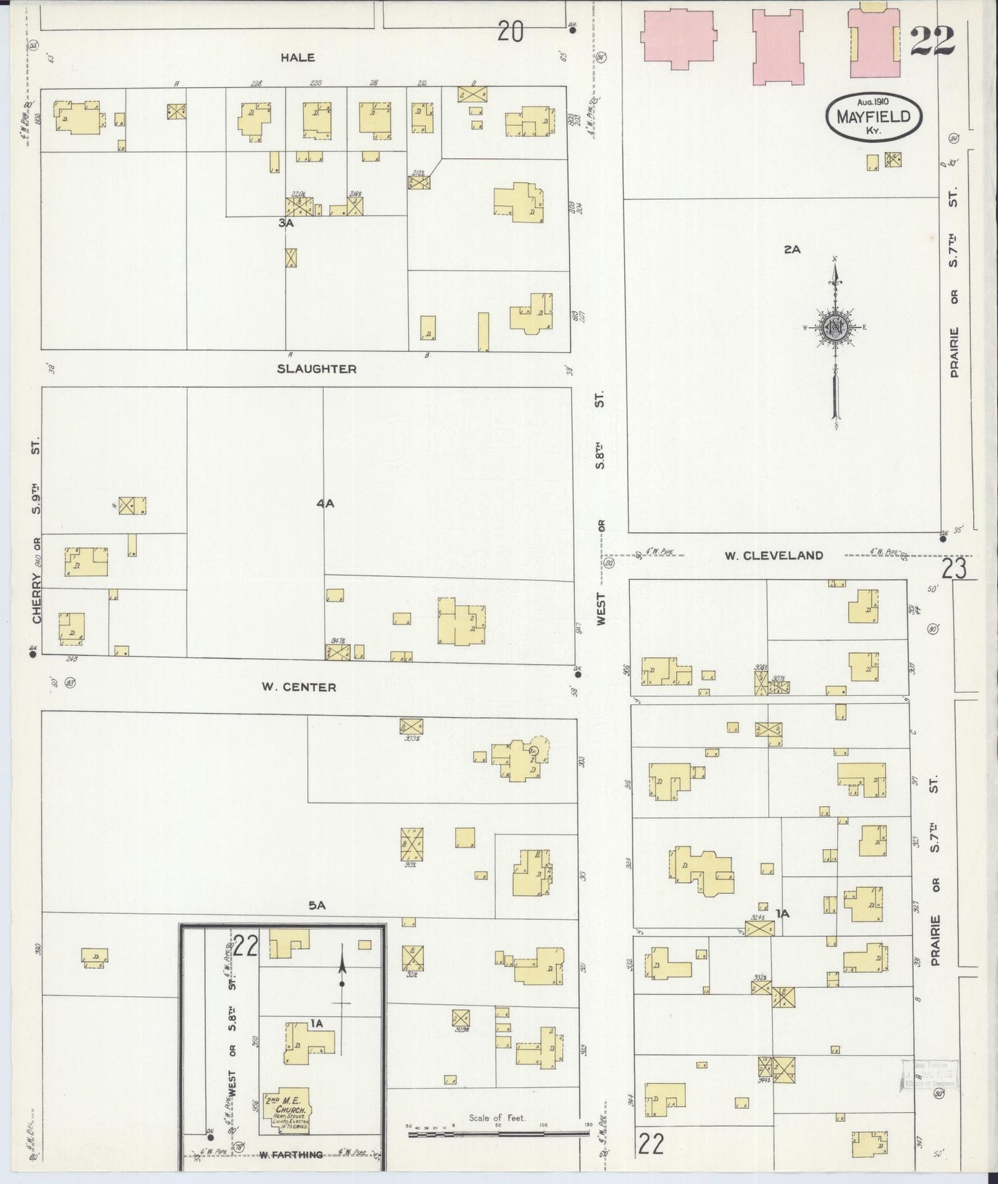 Sanborn Fire Insurance Map from Mayfield, Graves County, Kentucky (1910), Sheet #0022 - Historic Sanborn Fire Insurance Map Print, vintage old map wall art, antique decor, genealogy gift, Kentucky Kentucky map