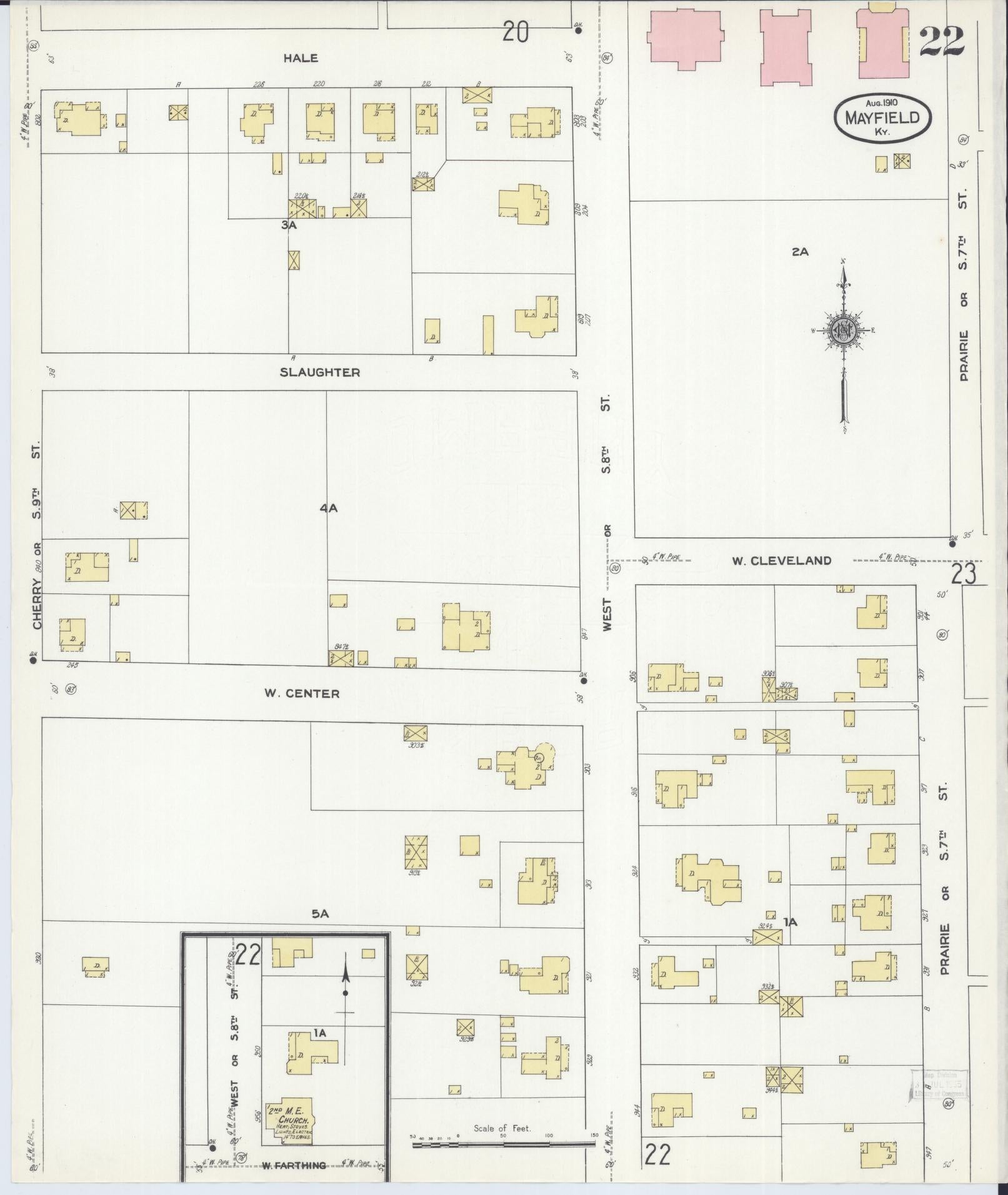 Sanborn Fire Insurance Map from Mayfield, Graves County, Kentucky (1910), Sheet #0022 - Historic Sanborn Fire Insurance Map Print, vintage old map wall art, antique decor, genealogy gift, Kentucky Kentucky map