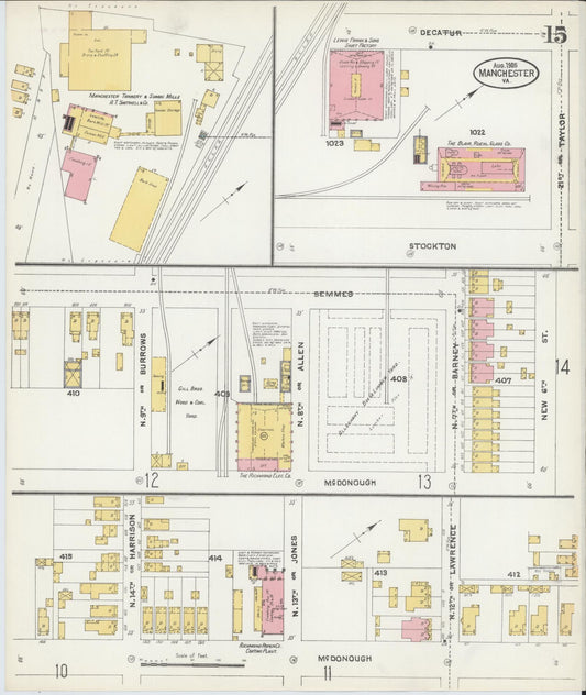 Sanborn Fire Insurance Map from Manchester, Chesterfield County, Virginia. (1905), Sheet 15 – Historic Sanborn Fire Insurance Map Print