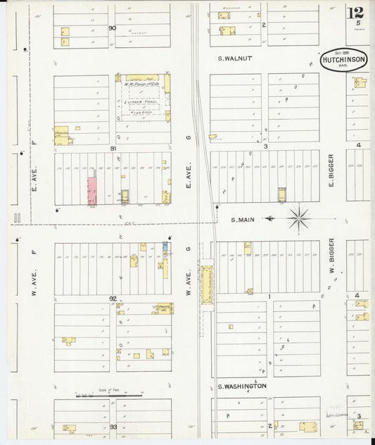 Sanborn Fire Insurance Map from Hutchinson, Reno County, Kansas (1892), Sheet #0012 - Historic Sanborn Fire Insurance Map Print, vintage old map wall art, antique decor, genealogy gift, Kansas Kansas map