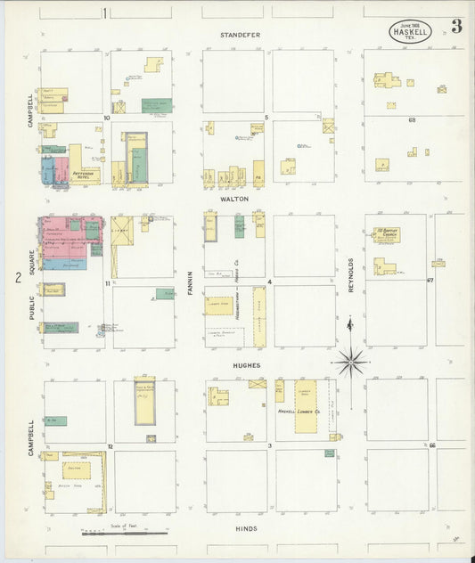 Sanborn Fire Insurance Map from Haskell, Haskell County, Texas (1908), Sheet #0003 - Historic Sanborn Fire Insurance Map Print, vintage old map wall art, antique decor, genealogy gift, Texas Texas map