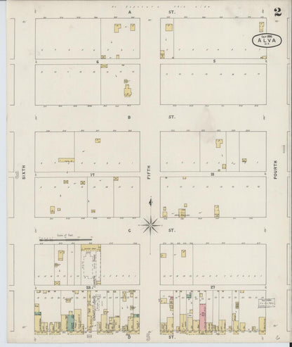 Sanborn Fire Insurance Map from Alva, Woods County, Oklahoma (1895), Sheet #0002 - Complete Map Set gallery image, historic Sanborn map, vintage wall art, Oklahoma Oklahoma