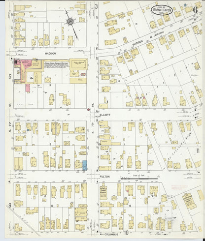 Sanborn Fire Insurance Map from Grand Haven, Ottawa County, Michigan (1912), Sheet #0006 - Complete Map Set gallery image, historic Sanborn map, vintage wall art, Michigan Michigan