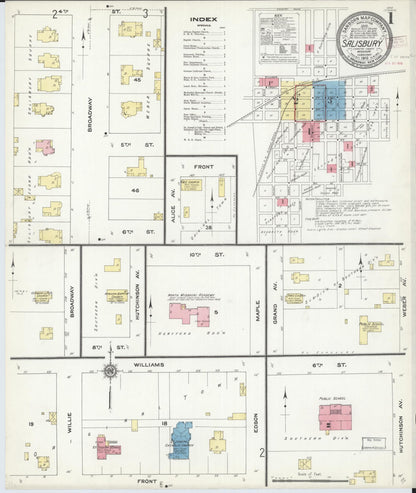 Sanborn Fire Insurance Map from Salisbury, Chariton County, Missouri (1910), Sheet #0001 - Historic Sanborn Fire Insurance Map Print, vintage old map wall art, antique decor, genealogy gift, Missouri Missouri map