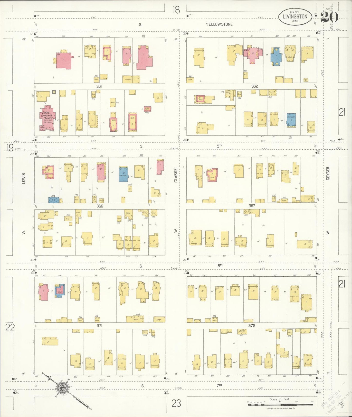 Sanborn Fire Insurance Map from Livingston, Park County, Montana (1921), Sheet #0020 - Complete Map Set gallery image, historic Sanborn map, vintage wall art, Montana Montana