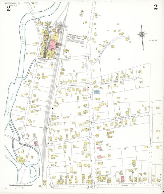 Sanborn Fire Insurance Map from Wallingford, Rutland County, Vermont (1938), Sheet #0002 - Historic Sanborn Fire Insurance Map Print, vintage old map wall art, antique decor, genealogy gift, Vermont Vermont map