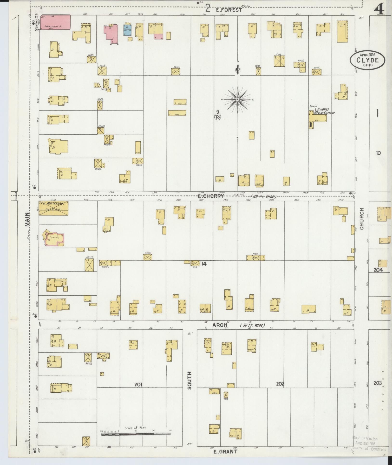 Sanborn Fire Insurance Map from Clyde, Sandusky County, Ohio (1899), Sheet #0004 - Historic Sanborn Fire Insurance Map Print, vintage old map wall art, antique decor, genealogy gift, Ohio Ohio map
