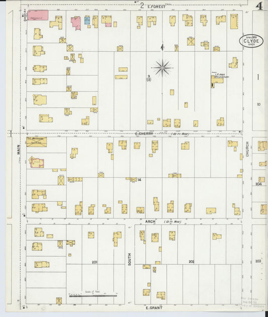 Sanborn Fire Insurance Map from Clyde, Sandusky County, Ohio (1899), Sheet #0004 - Historic Sanborn Fire Insurance Map Print, vintage old map wall art, antique decor, genealogy gift, Ohio Ohio map