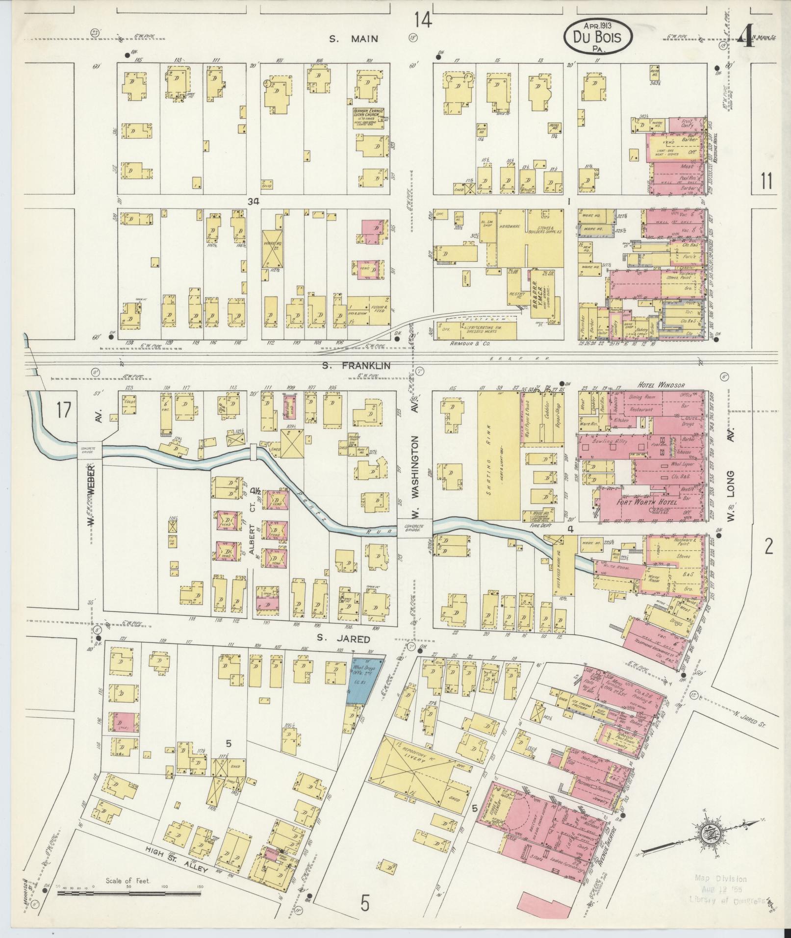 Sanborn Fire Insurance Map from Du Bois, Clearfield County, Pennsylvania (1913), Sheet #0004 - Historic Sanborn Fire Insurance Map Print, vintage old map wall art, antique decor, genealogy gift, Pennsylvania Pennsylvania map