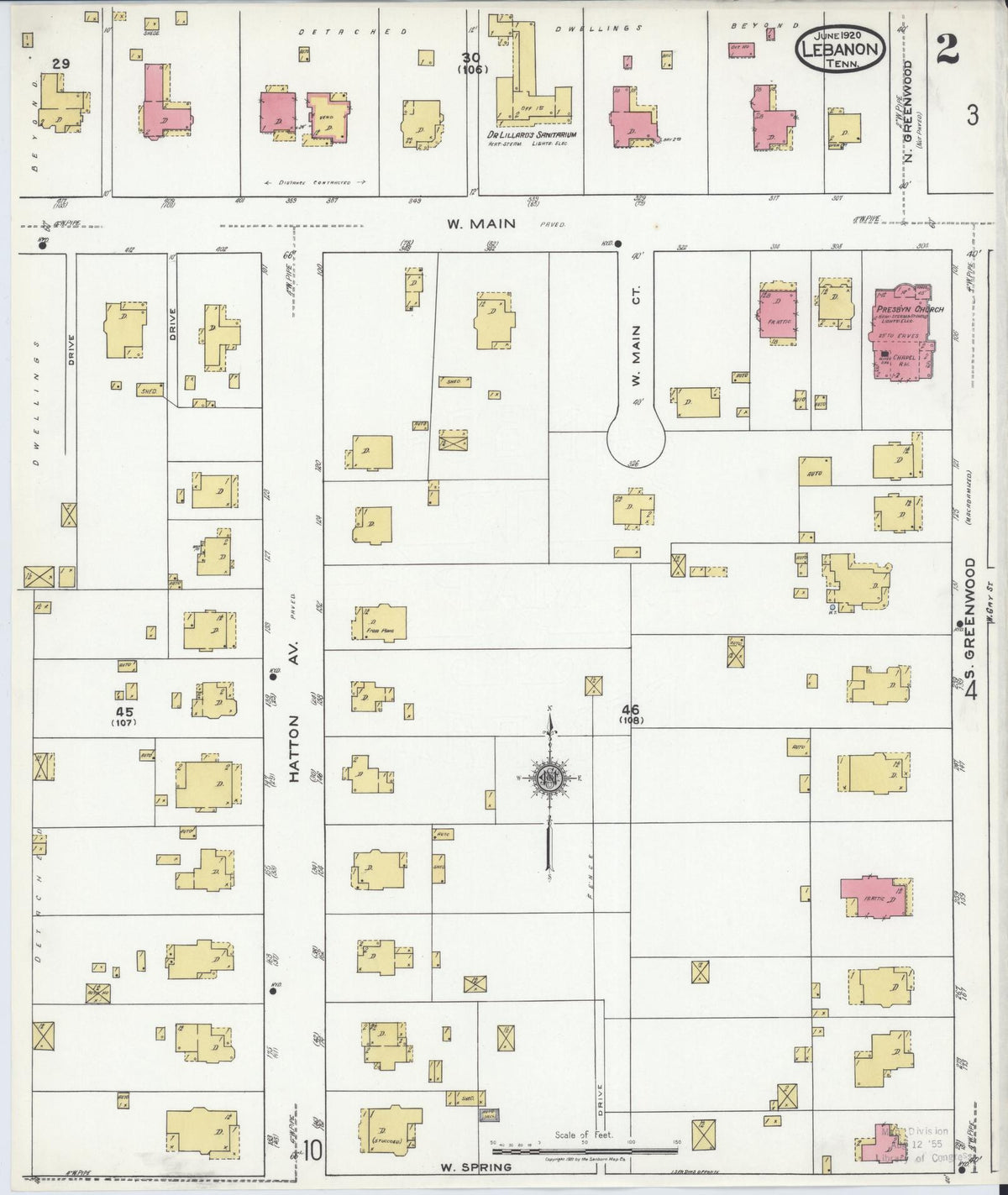 Sanborn Fire Insurance Map from Lebanon, Wilson County, Tennessee (1920), Sheet #0002 - Historic Sanborn Fire Insurance Map Print, vintage old map wall art, antique decor, genealogy gift, Tennessee Tennessee map