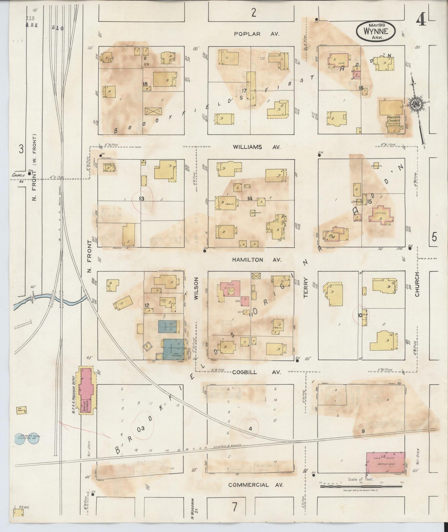 Sanborn Fire Insurance Map from Wynne, Cross County, Arkansas (1945), Sheet #0004 - Complete Map Set gallery image, historic Sanborn map, vintage wall art, Arkansas Arkansas