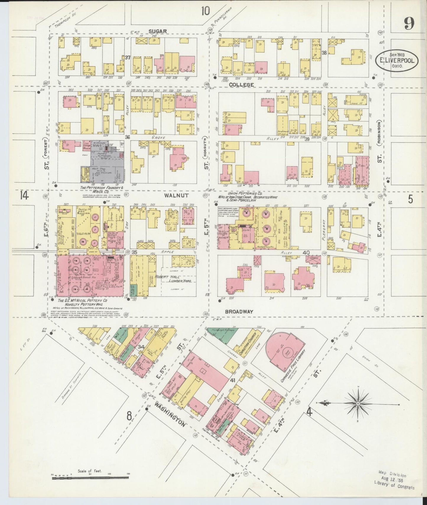 Sanborn Fire Insurance Map from East Liverpool, Columbiana County, Ohio (1903), Sheet #0009 - Historic Sanborn Fire Insurance Map Print, vintage old map wall art, antique decor, genealogy gift, Ohio Ohio map
