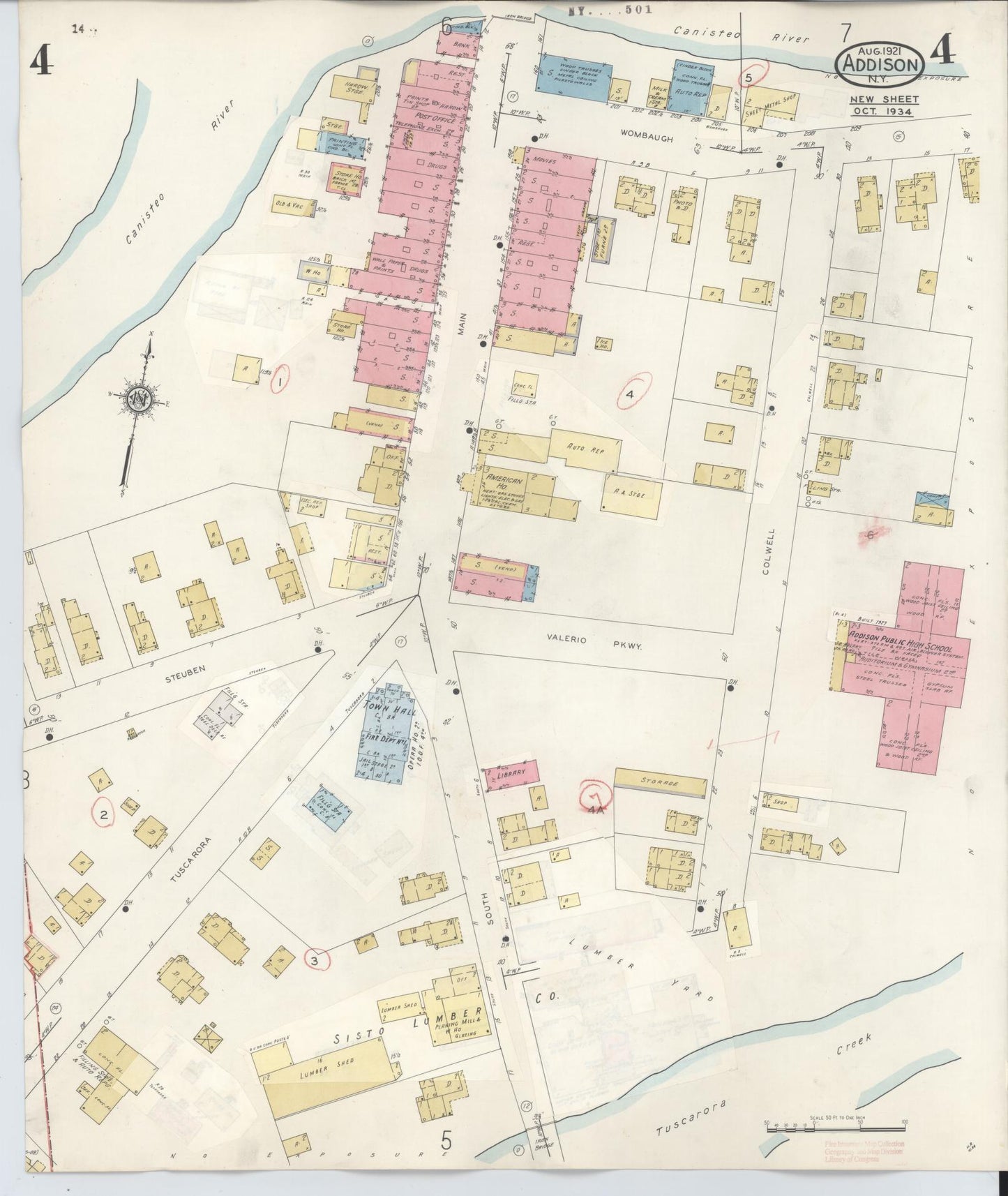 Sanborn Fire Insurance Map from Addison, Steuben County, New York (1945), Sheet #0004 - Complete Map Set gallery image, historic Sanborn map, vintage wall art, New York New York