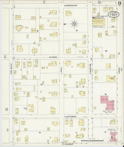 Sanborn Fire Insurance Map from Paris, Lamar County, Texas (1897), Sheet #0009 - Historic Sanborn Fire Insurance Map Print, vintage old map wall art, antique decor, genealogy gift, Texas Texas map