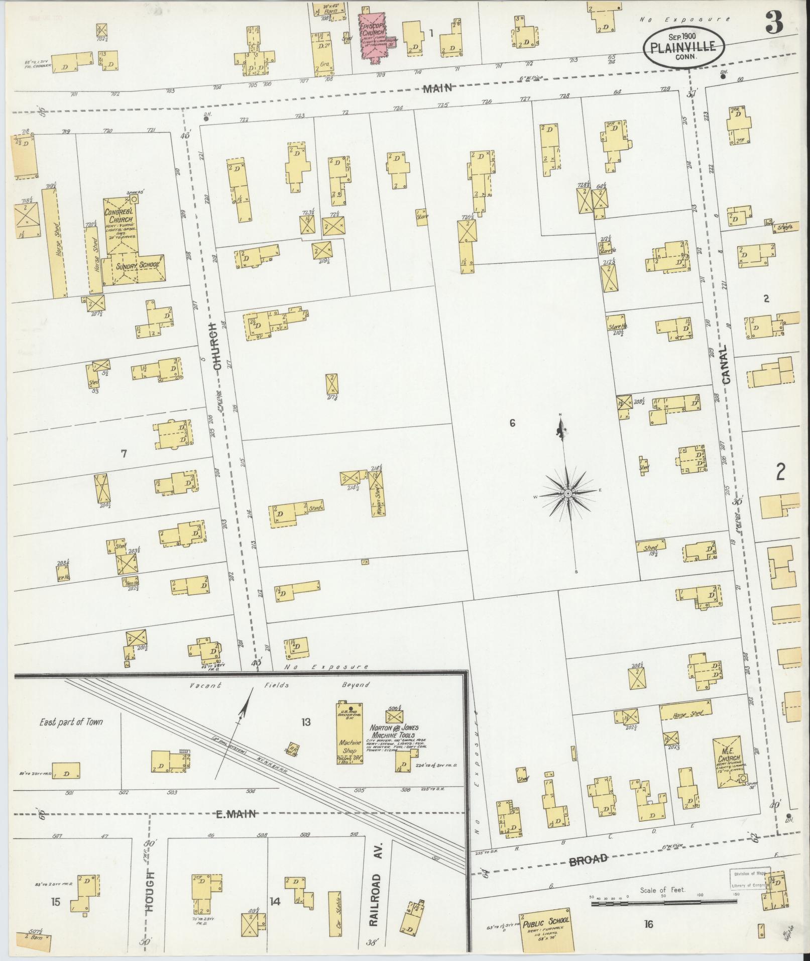 Sanborn Fire Insurance Map from Plainville, Hartford County, Connecticut (1900), Sheet #0003 - Complete Map Set gallery image, historic Sanborn map, vintage wall art, Connecticut Connecticut