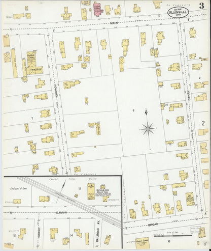 Sanborn Fire Insurance Map from Plainville, Hartford County, Connecticut (1900), Sheet #0003 - Complete Map Set gallery image, historic Sanborn map, vintage wall art, Connecticut Connecticut