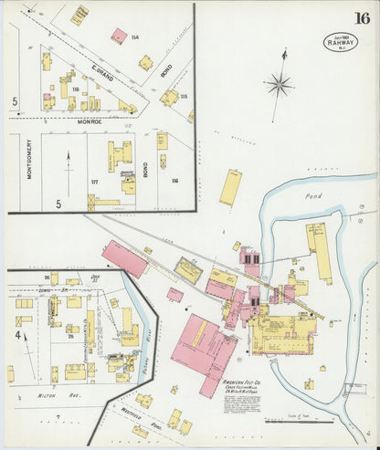 Sanborn Fire Insurance Map from Rahway, Union County, New Jersey (1901), Sheet #0016 - Historic Sanborn Fire Insurance Map Print, vintage old map wall art, antique decor, genealogy gift, New Jersey New Jersey map