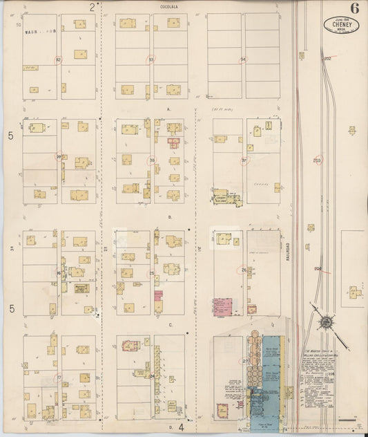 Sanborn Fire Insurance Map from Cheney, Spokane County, Washington (1939), Sheet #0006 - Historic Sanborn Fire Insurance Map Print, vintage old map wall art, antique decor, genealogy gift, Washington Washington map