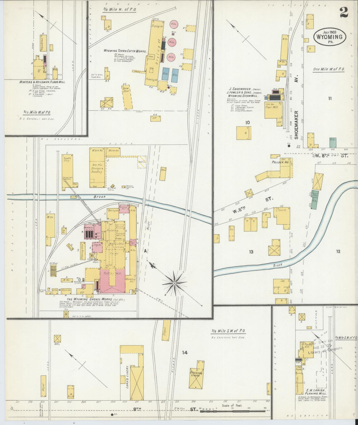 Sanborn Fire Insurance Map from Wyoming, Luzerne County, Pennsylvania (1903), Sheet #0002 - Historic Sanborn Fire Insurance Map Print, vintage old map wall art, antique decor, genealogy gift, Pennsylvania Pennsylvania map