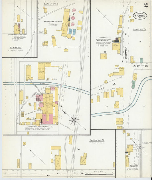 Sanborn Fire Insurance Map from Wyoming, Luzerne County, Pennsylvania (1903), Sheet #0002 - Historic Sanborn Fire Insurance Map Print, vintage old map wall art, antique decor, genealogy gift, Pennsylvania Pennsylvania map