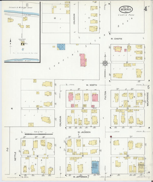 Sanborn Fire Insurance Map from Morris, Grundy County, Illinois (1916), Sheet #0004 - Historic Sanborn Fire Insurance Map Print, vintage old map wall art, antique decor, genealogy gift, Illinois Illinois map