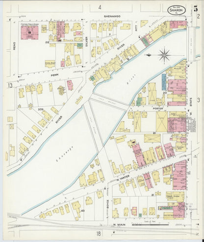Sanborn Fire Insurance Map from Sharon, Mercer County, Pennsylvania (1908), Sheet #0005 - Complete Map Set gallery image, historic Sanborn map, vintage wall art, Pennsylvania Pennsylvania