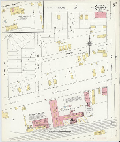 Sanborn Fire Insurance Map from Depew, Erie County, New York (1911), Sheet #0006 - Historic Sanborn Fire Insurance Map Print, vintage old map wall art, antique decor, genealogy gift, New York New York map