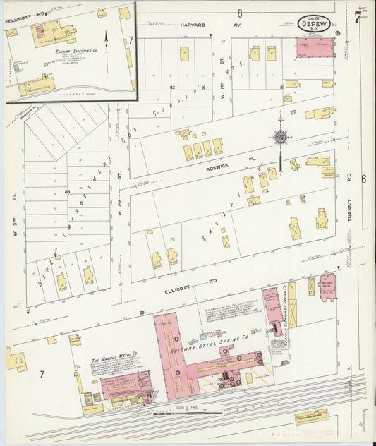 Sanborn Fire Insurance Map from Depew, Erie County, New York (1911), Sheet #0006 - Historic Sanborn Fire Insurance Map Print, vintage old map wall art, antique decor, genealogy gift, New York New York map