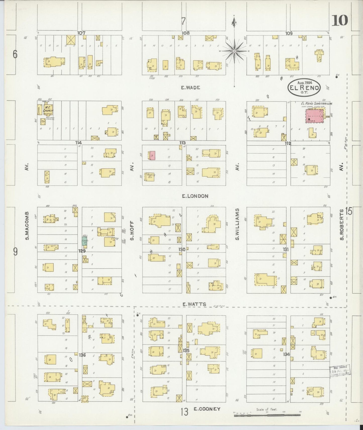 Sanborn Fire Insurance Map from El Reno, Canadian County, Oklahoma (1904), Sheet #0010 - Complete Map Set gallery image, historic Sanborn map, vintage wall art, Oklahoma Oklahoma