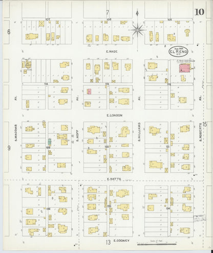 Sanborn Fire Insurance Map from El Reno, Canadian County, Oklahoma (1904), Sheet #0010 - Complete Map Set gallery image, historic Sanborn map, vintage wall art, Oklahoma Oklahoma