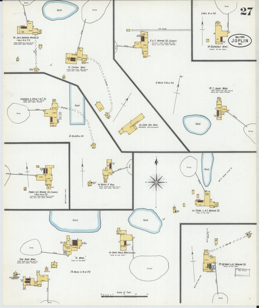 Sanborn Fire Insurance Map from Joplin, Jasper County, Missouri (1900), Sheet #0027 - Historic Sanborn Fire Insurance Map Print, vintage old map wall art, antique decor, genealogy gift, Missouri Missouri map