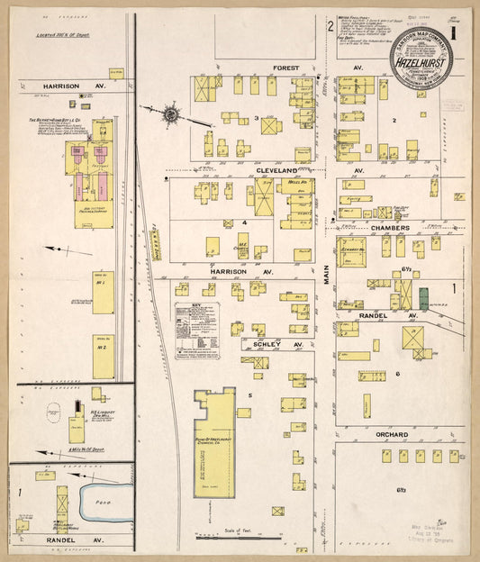 Sanborn Fire Insurance Map from Hazelhurst, McKean County, Pennsylvania (1909), Sheet #0001 - Historic Sanborn Fire Insurance Map Print, vintage old map wall art, antique decor, genealogy gift, Pennsylvania Pennsylvania map