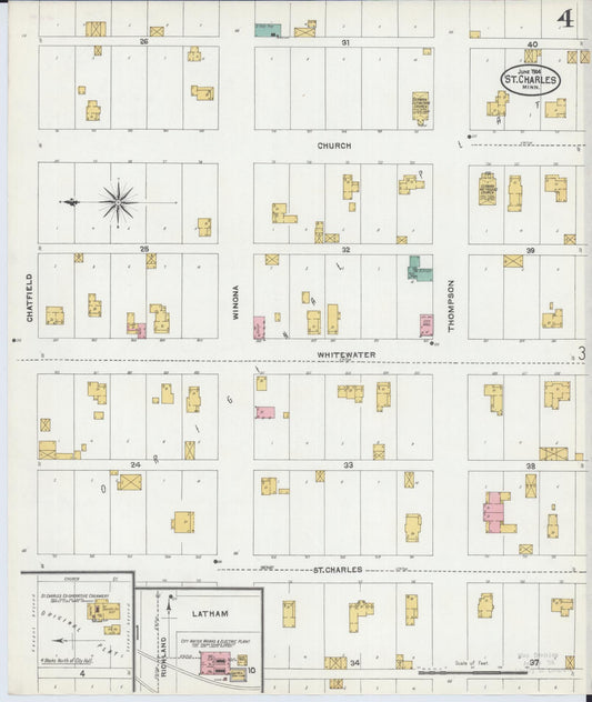 Sanborn Fire Insurance Map from Saint Charles, Winona County, Minnesota (1904), Sheet #0004 - Historic Sanborn Fire Insurance Map Print, vintage old map wall art, antique decor, genealogy gift, Minnesota Minnesota map