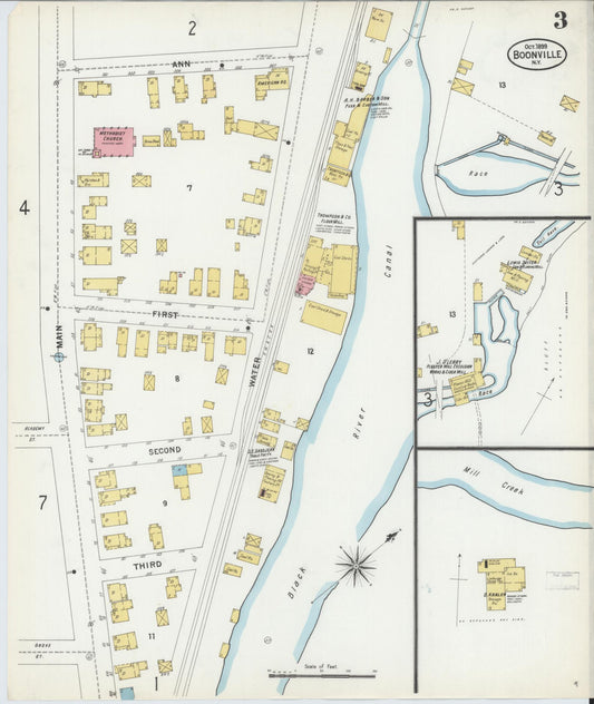 Sanborn Fire Insurance Map from Boonville, Oneida County, New York (1899), Sheet #0003 - Historic Sanborn Fire Insurance Map Print, vintage old map wall art, antique decor, genealogy gift, New York New York map